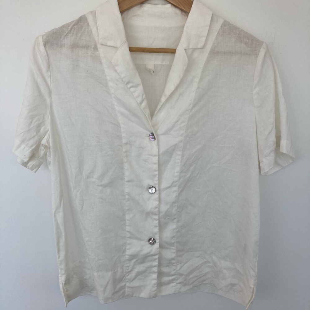 White linen camp shirt